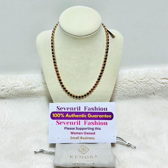 NWT Kendra Scott Carmen Tennis Necklace Gold Ruby Mix Gemstone $120 - Picture 2 of 8